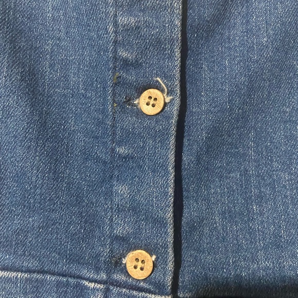 Pull&Bear Blue Denim Button Down Mini Dress w/ adjustable spaghetti straps - Picture 5 of 6